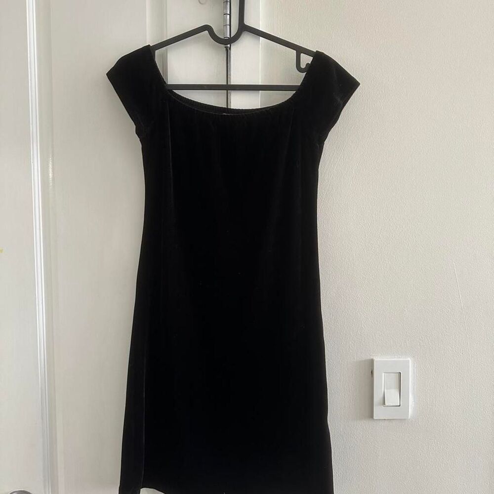 Black velvet mini dress